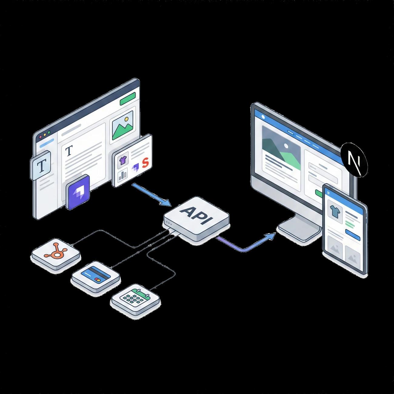 Schéma d'architecture moderne Jamstack avec CMS Headless